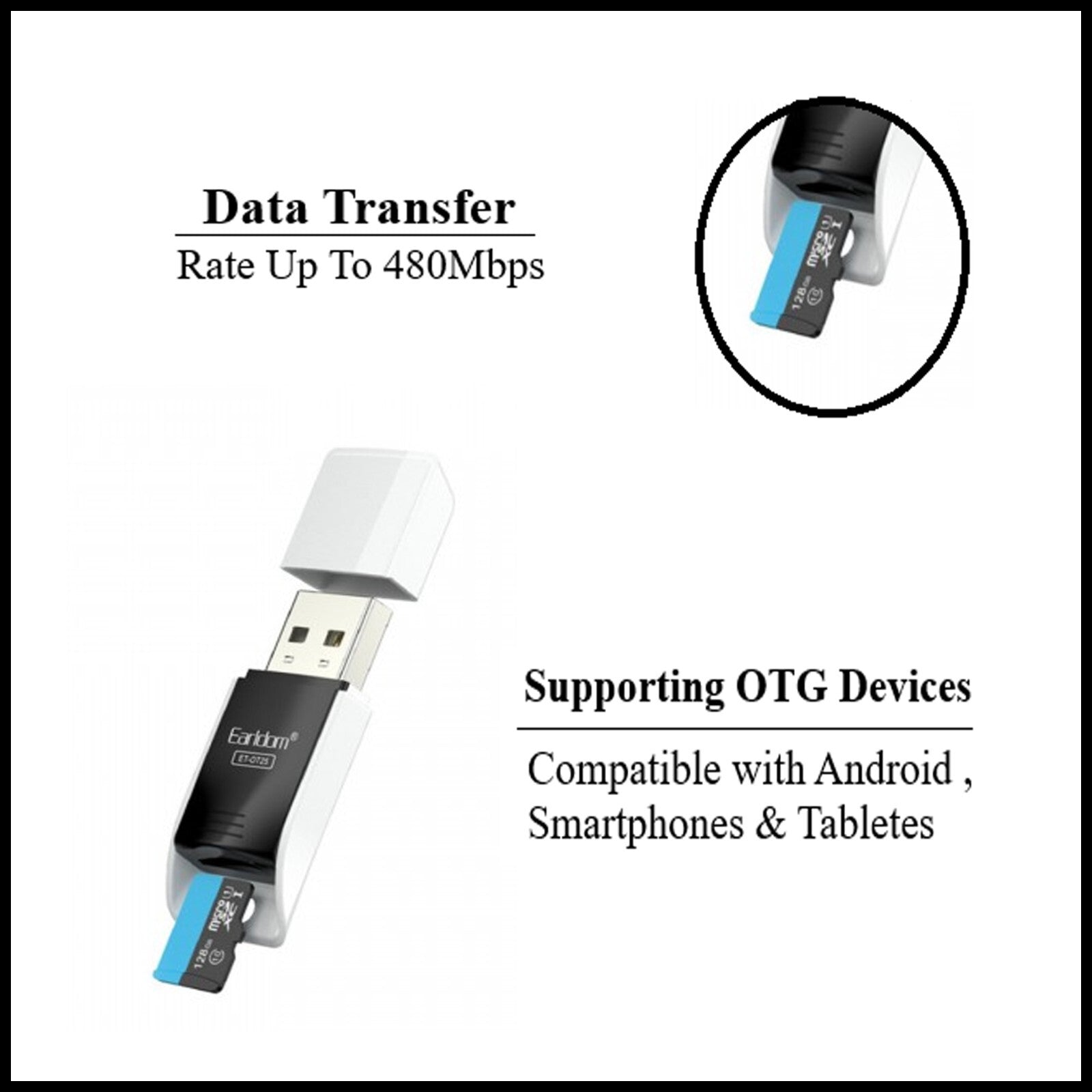 For Earldom ET-OT25  USB 2.0 Micro SD Card Reader-TF Card Adapter for Android,PC