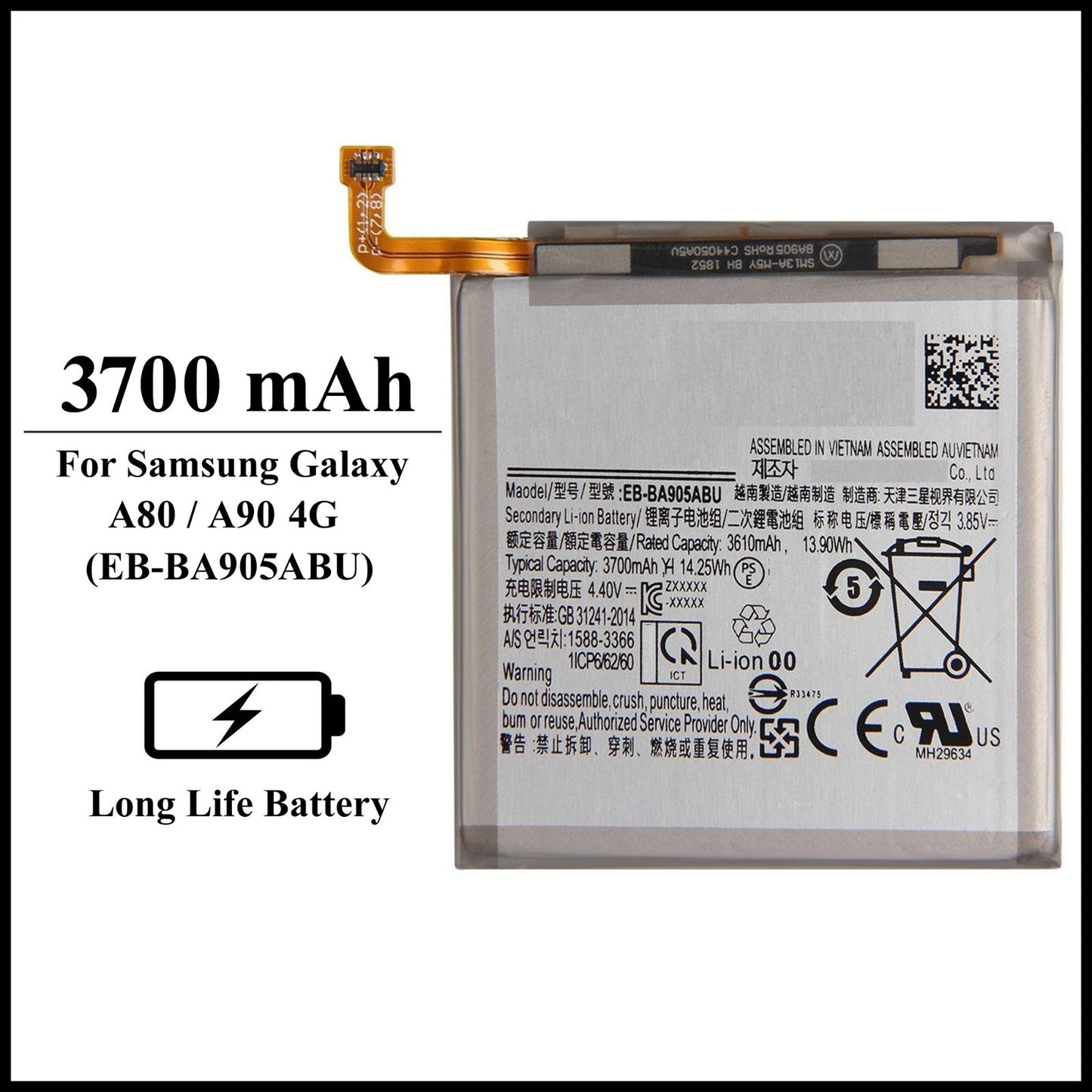 For Samsung Galaxy A80/A90 4G(A805F/A905F) 3700mAh+ Internal Replacement Battery