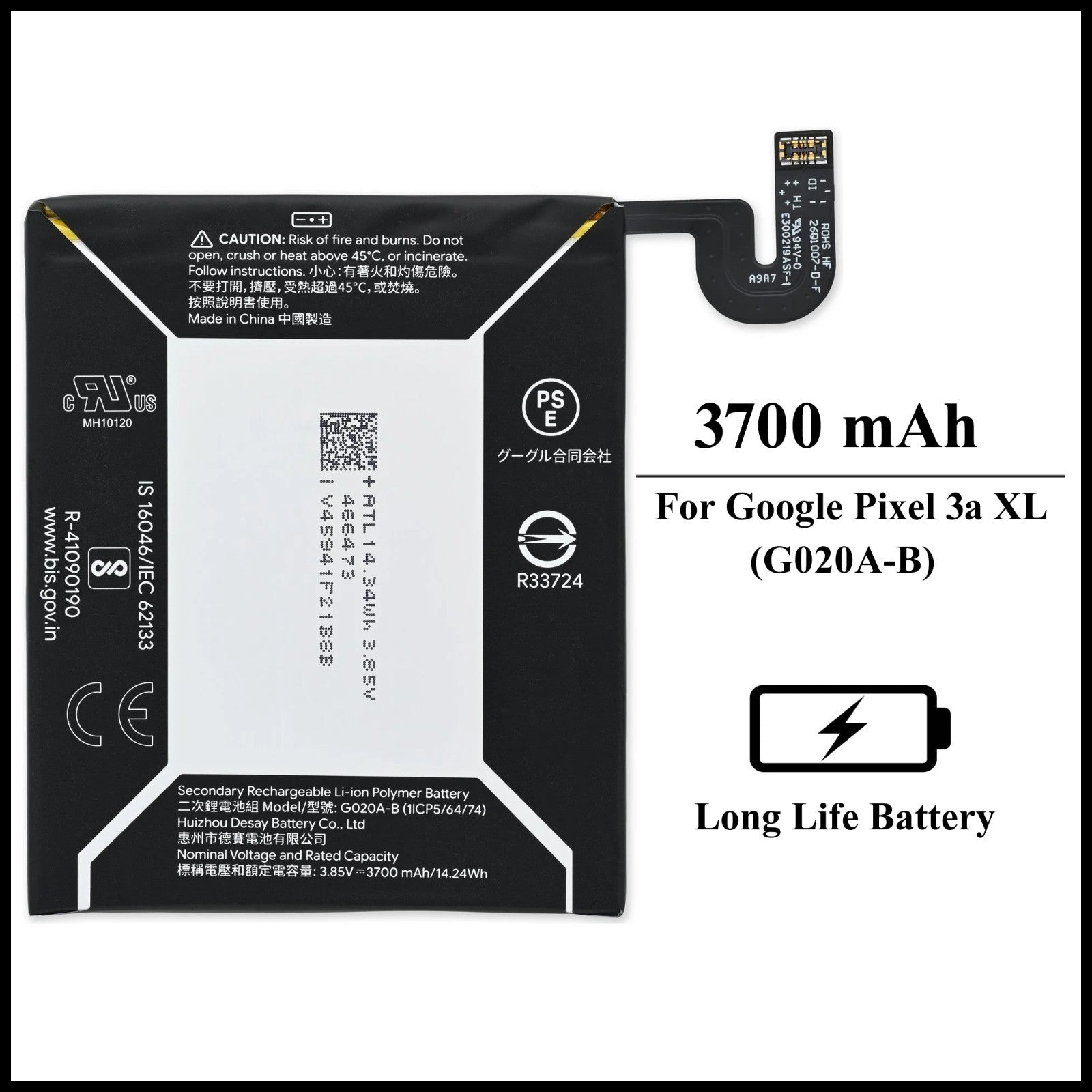 For Google Pixel 3a XL ( G020A-B ) 3700mAh+ Internal Replacement Battery