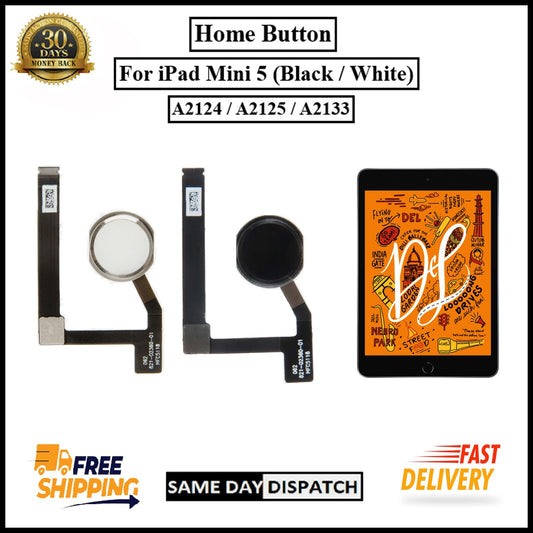 For iPad Mini 5  A2124 / A2125 / A2133  Genuine Home Button Flex Black / White