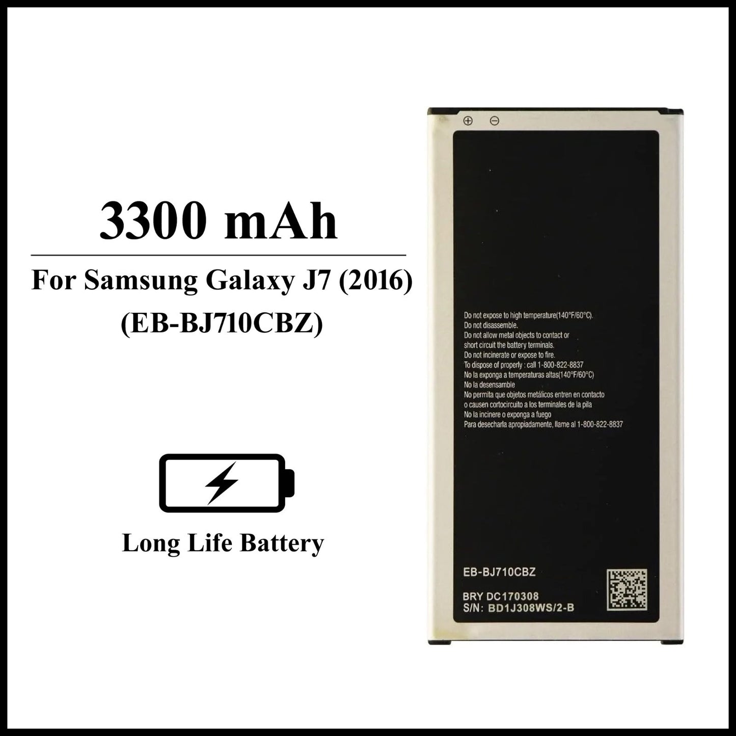For Samsung Galaxy J7 (2016) (SM-J710F) 3300mAh+ Internal Replacement Battery