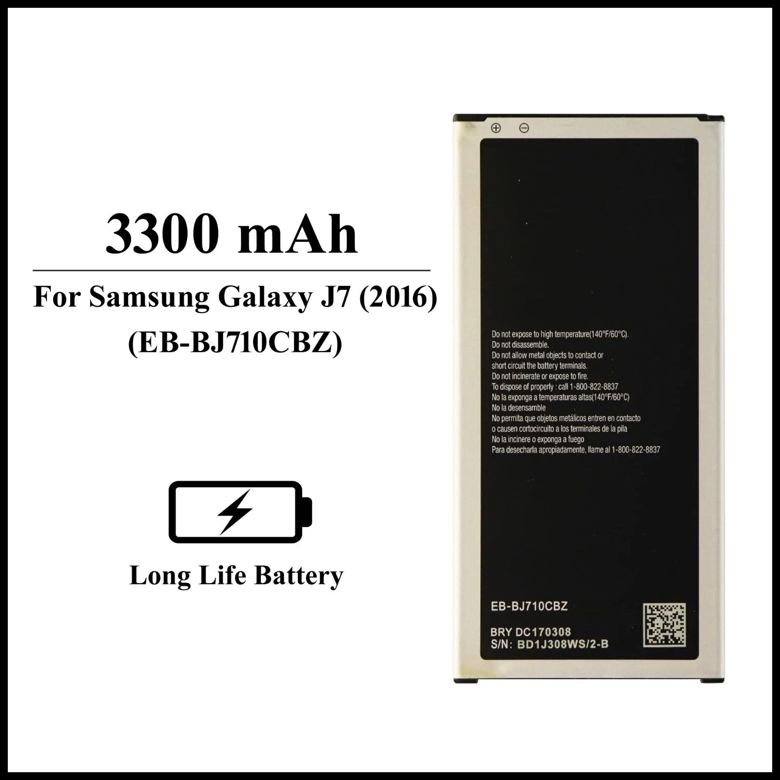 For Samsung Galaxy J7 (2016) (SM-J710F) 3300mAh+ Internal Replacement Battery