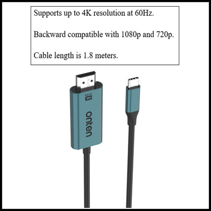 For Onten OTN-UC952 USB-C  to HDMI Cable Connector Adapter Screen Mirroring-1.8M