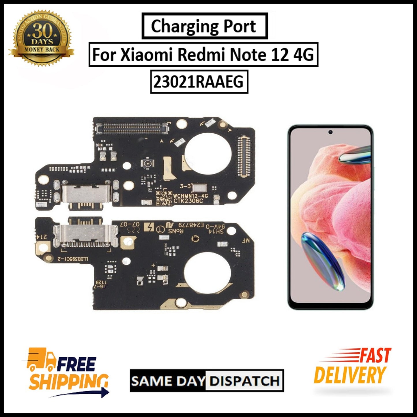 For Xiaomi Redmi Note 12 4G Charging Port Flex Replacement