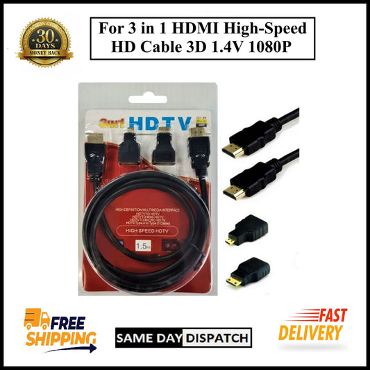 For 1.5m 3 in 1 High-Speed HDMI to HDMI / Mini HDMI / Micro HDMI Cable Kit
