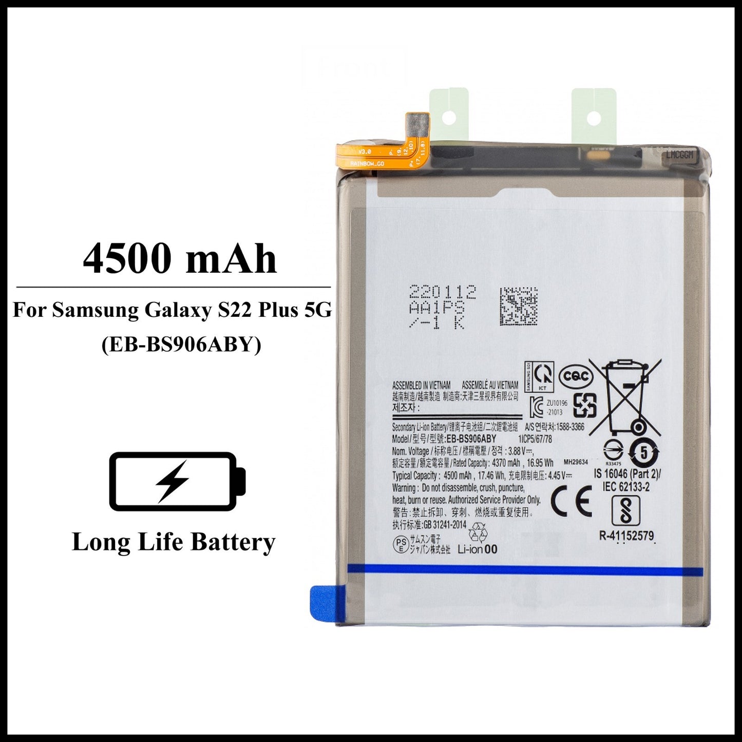 For Samsung Galaxy S22 Plus 5G (SM-S906B) 4500mAh+ Internal Replacement Battery
