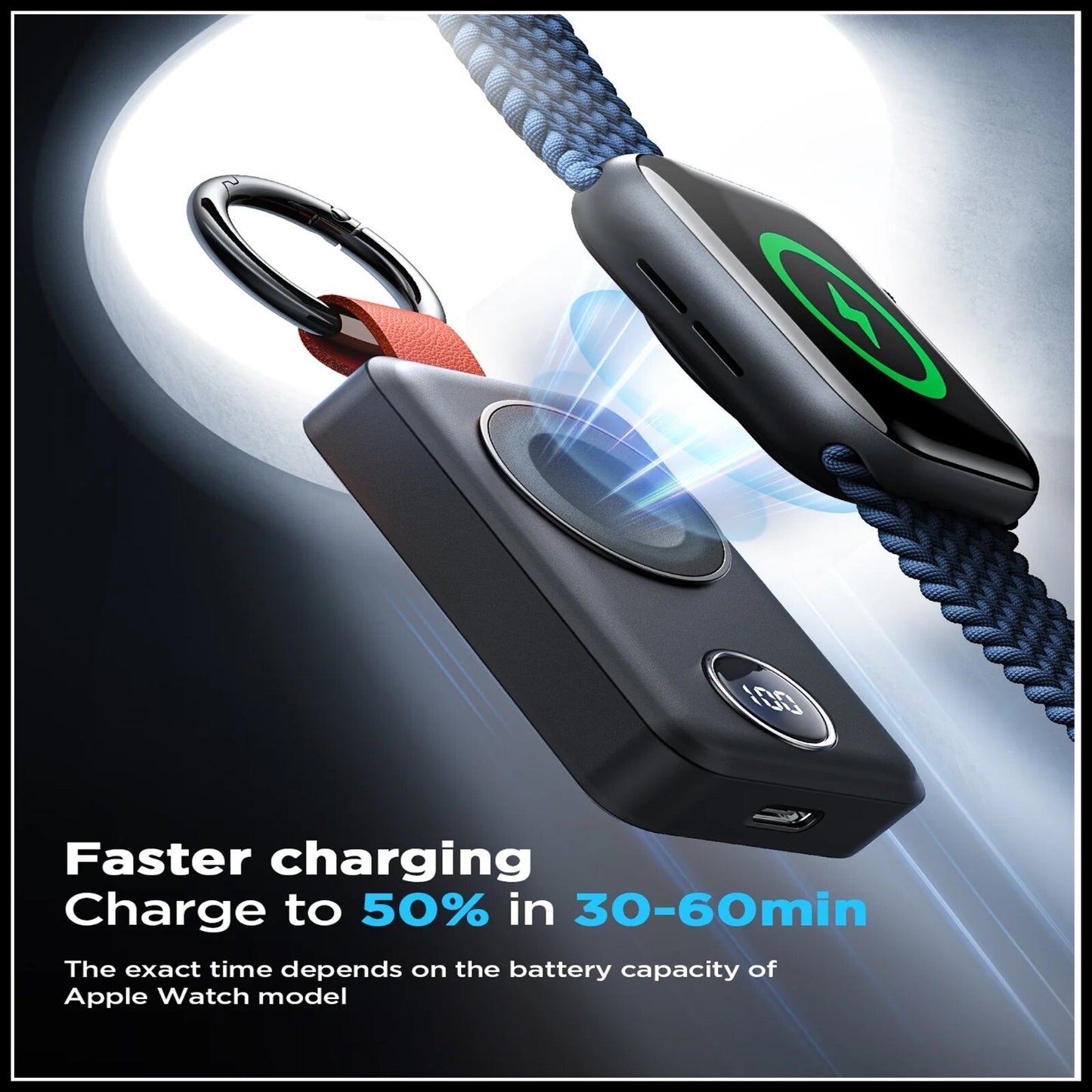 For Joyroom 2000mAh Portable Watch Wireless Charger -Digital Display & Keychain