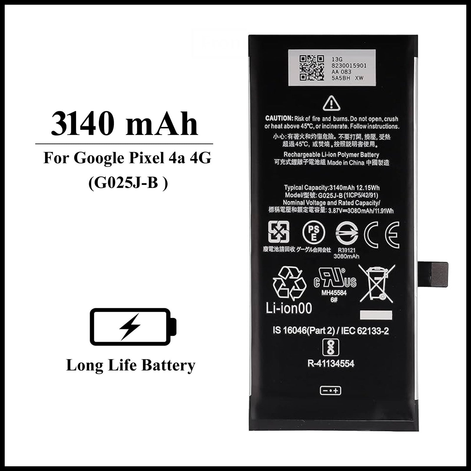 For Google Pixel 4a 4G ( G025J-B ) 3140mAh+ Internal Replacement Battery