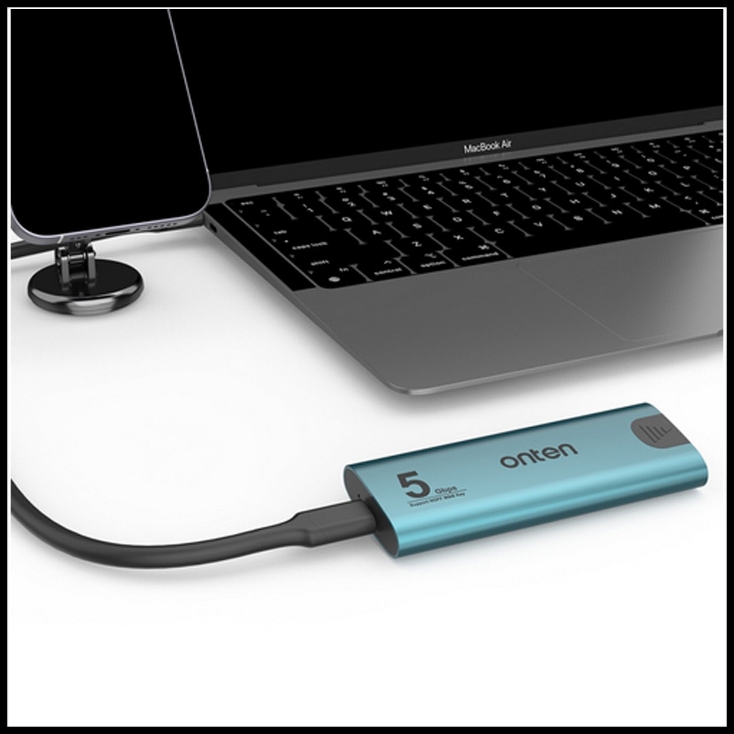 For Onten M.2 (5Gbps) NGFF SSD Enclosure USB 3.2 Gen 1 Portable Aluminium Case