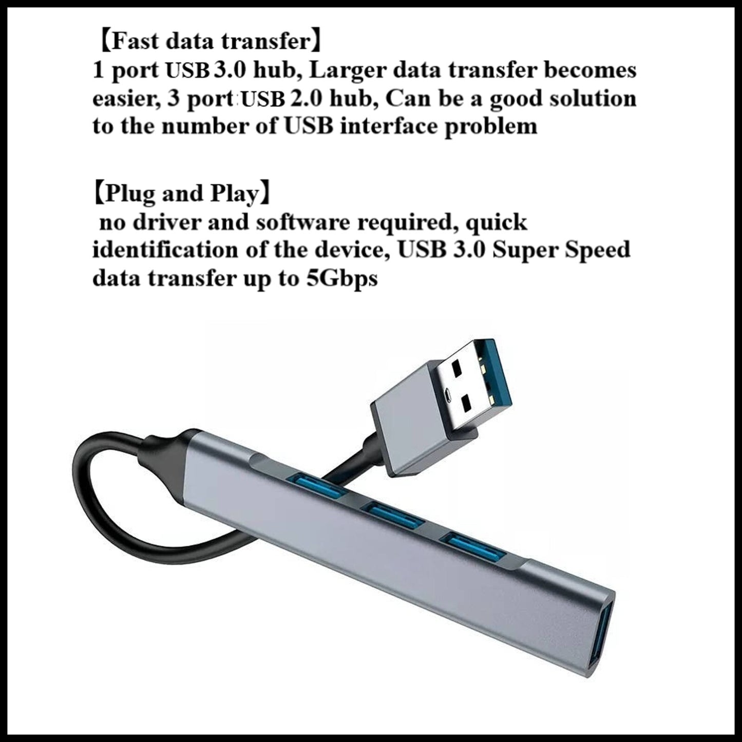 For Onten USB 3.0 to 4 Ports USB Hub High Speed Splitter Adapter