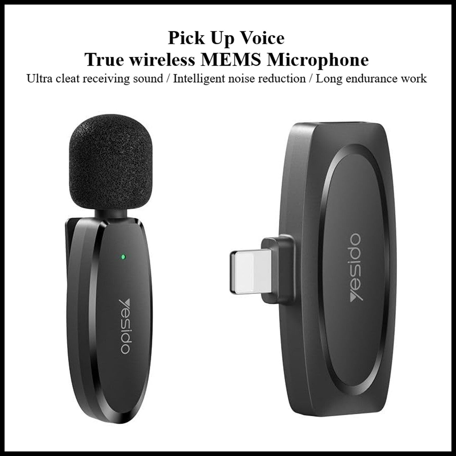 For YESIDO Lavalier Wireless For iPhone Lighting Microphone For Recording Vlog
