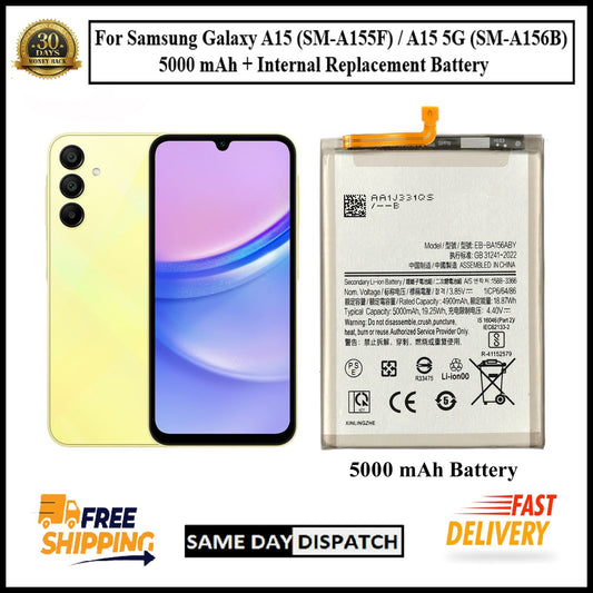 For Samsung Galaxy A15/A15 5G /A155F/A156B 5000mAh+ Internal Replacement Battery