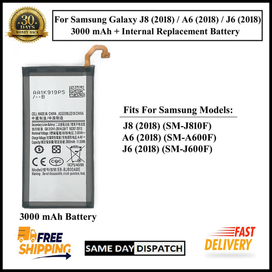 For Samsung Galaxy J8 /A6/J6(2018) / J810F 3000mAh+ Internal Replacement Battery