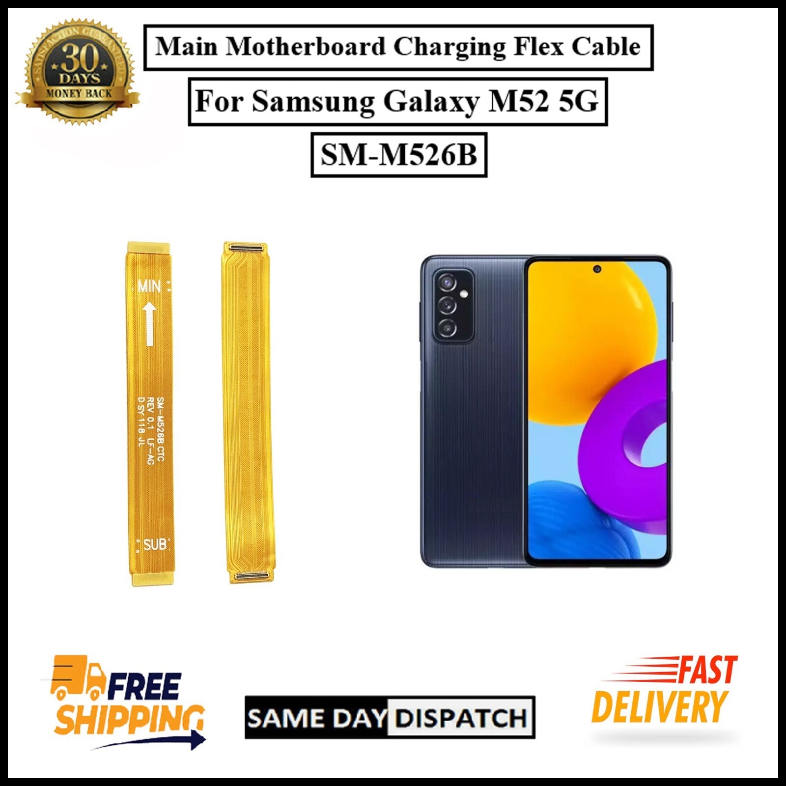 For Samsung Galaxy M52 5G M526B Main Motherboard Charging Flex Cable Replacement