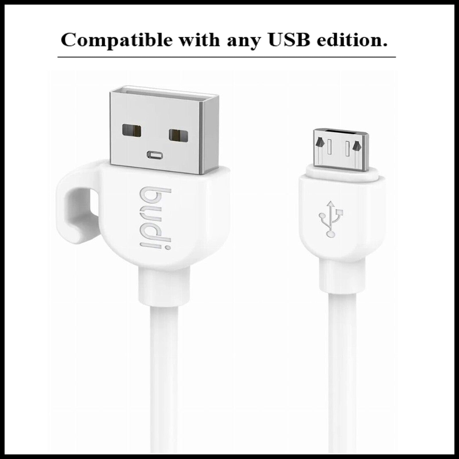 For Budi Micro to USB Fast Charging Cable For Android & Mobile Device 1M