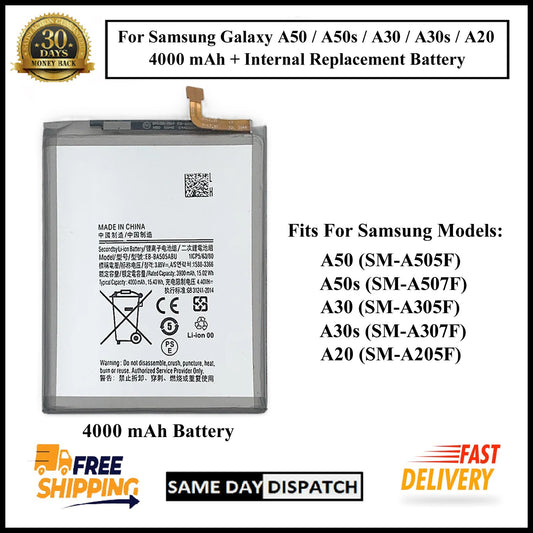 For Samsung Galaxy A50/A50s/A30/A30s/A20 4000mAh+ Internal Replacement Battery