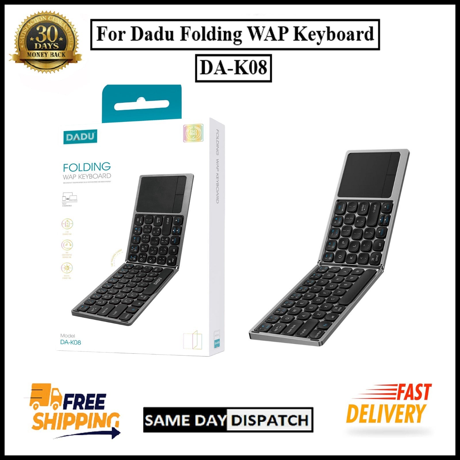 Dadu Folding Wireless Bluetooth Keyboard With Touchpad For IOS/ Android /Windows