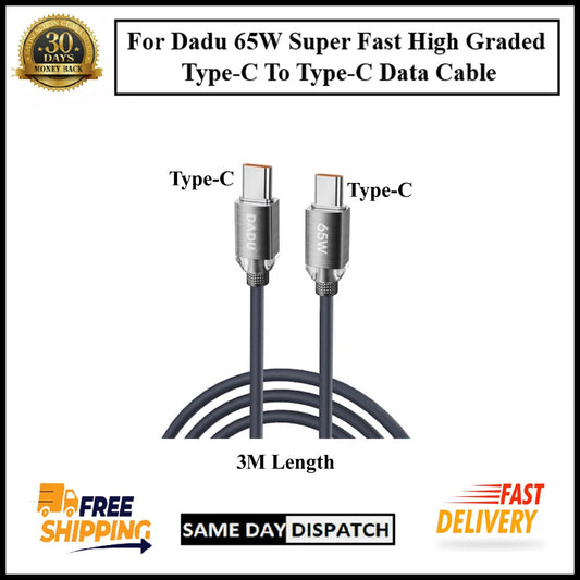 For Dadu 65W Type-C to Type-C Super Fast High Graded Charging Cable-3M