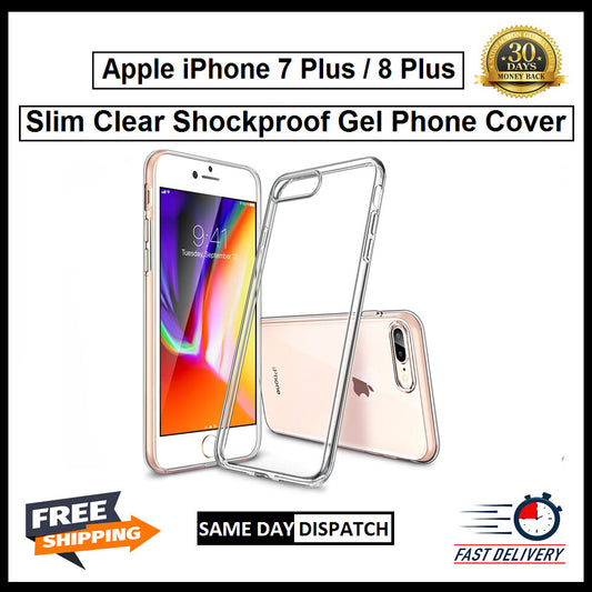 For Apple iPhone 7 Plus / iPhone 8 Plus Slim Clear Shockproof Gel Phone Cover