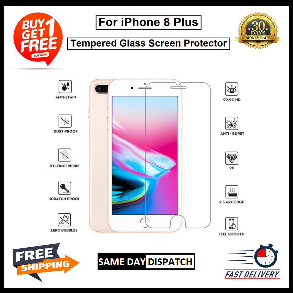 2 Pack Of For iPhone 6 /6s /6+ /6s+ /7 /7Plus /8 /8Plus Tempered Glass Protector
