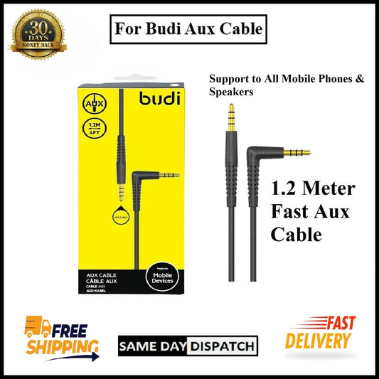 For Budi 3.5mm Jack to Jack  Fast AUX Audio Cable-1.2M