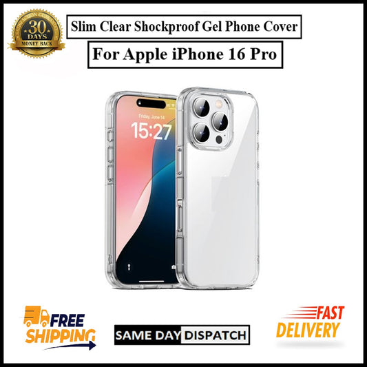For Apple iPhone 16 Pro Slim Clear Shockproof Gel Phone Cover
