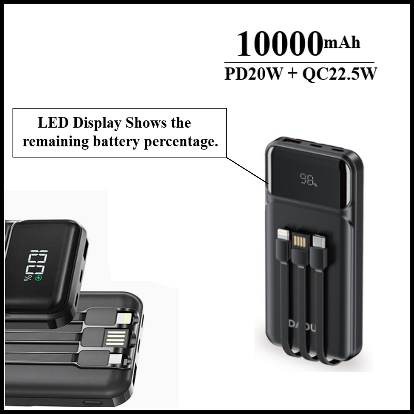 For Dadu  10000 mAh PD 20W + QC22.5W Quick Charge Power Bank