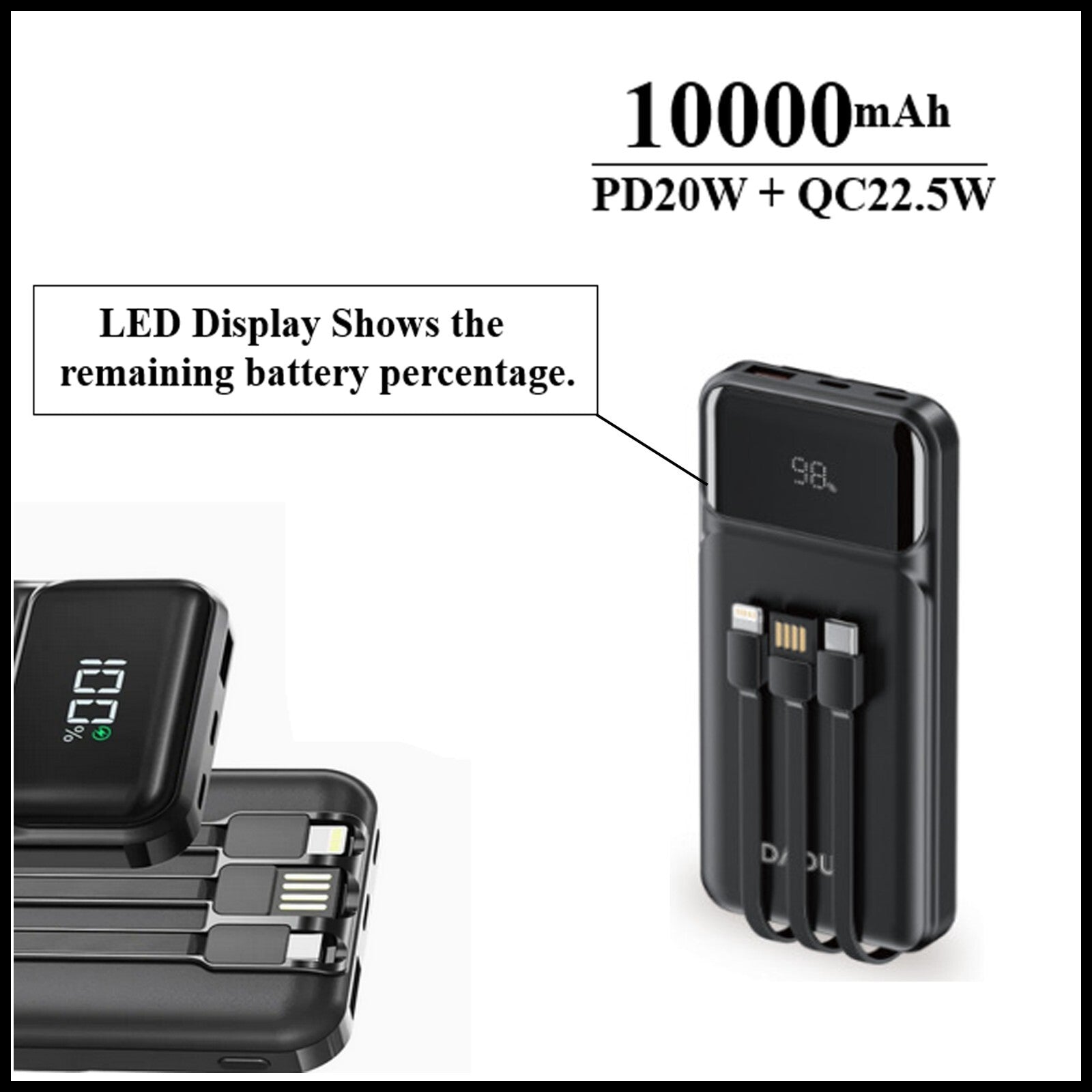 For Dadu  10000 mAh PD 20W + QC22.5W Quick Charge Power Bank