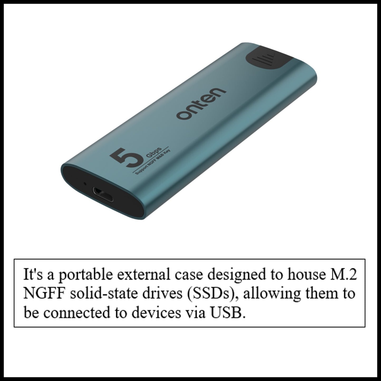 For Onten M.2 (5Gbps) NGFF SSD Enclosure USB 3.2 Gen 1 Portable Aluminium Case