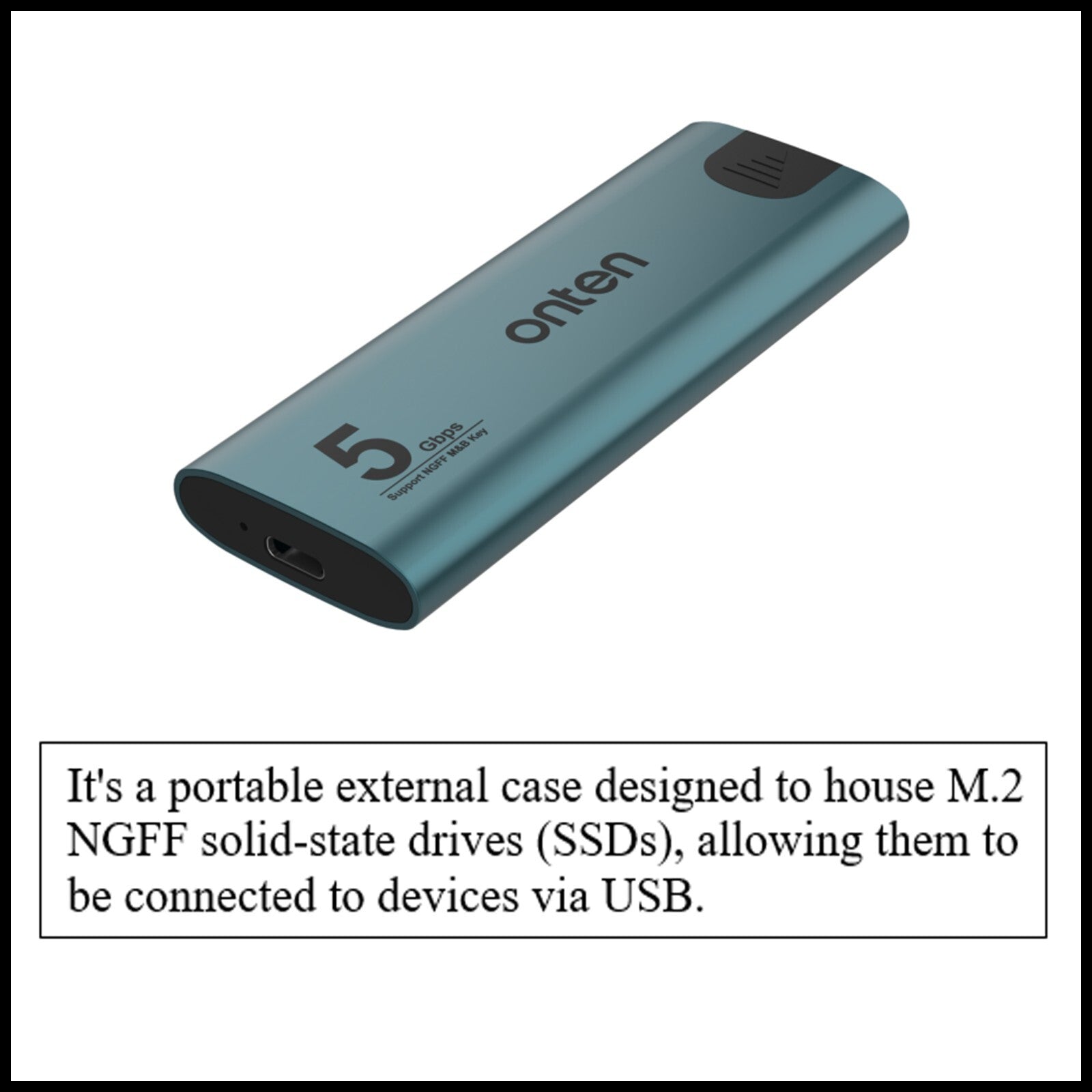 For Onten M.2 (5Gbps) NGFF SSD Enclosure USB 3.2 Gen 1 Portable Aluminium Case
