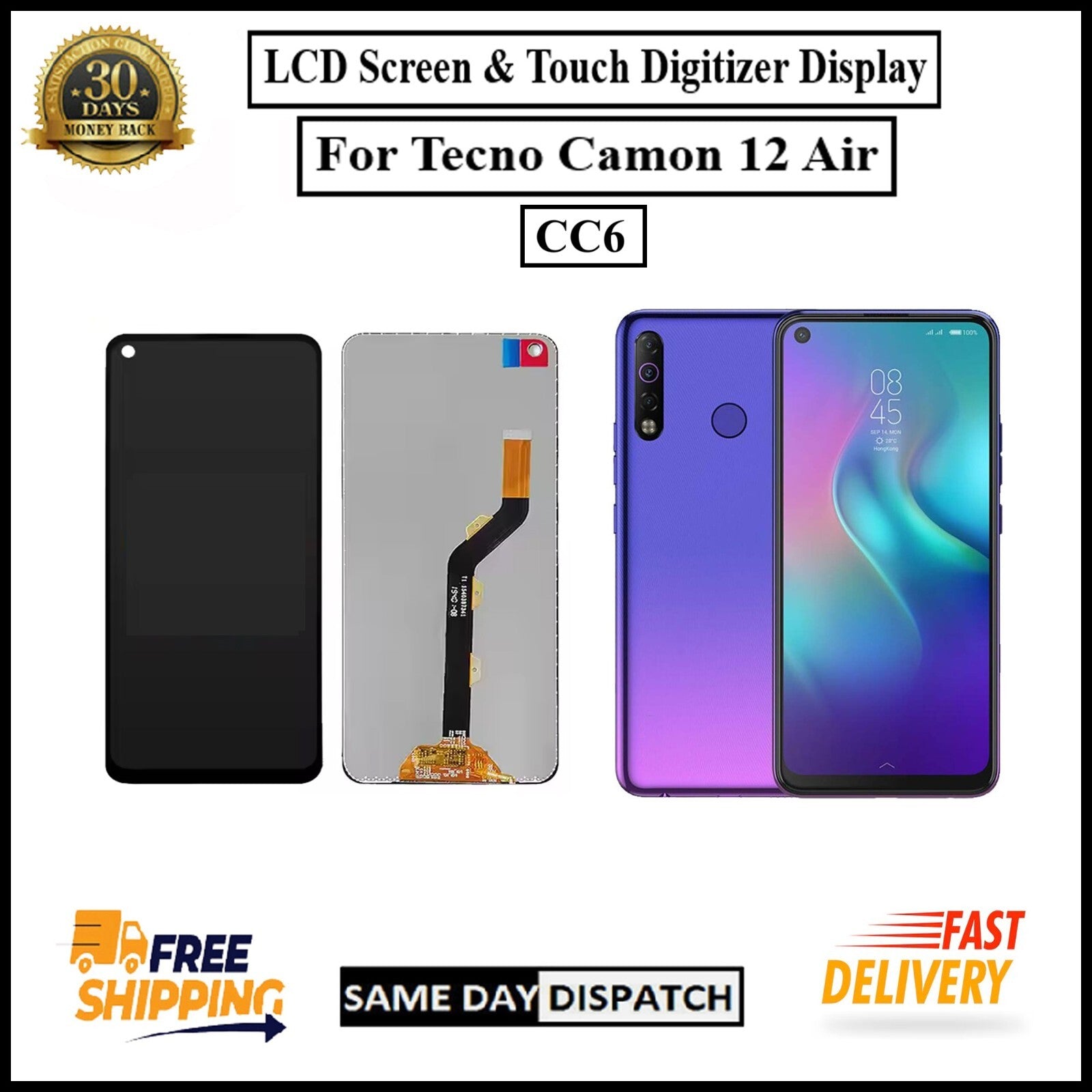 For Tecno Camon 12 Air / CC6  LCD Display screen Touch Digitizer Replacement