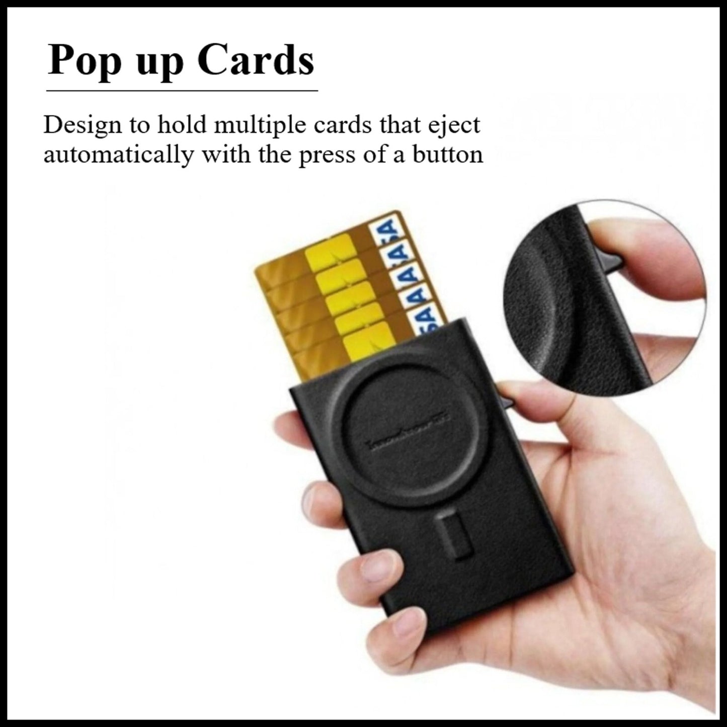 Zhuse Function Card Package Automatic Eject, Pop-up MagSafe Card Wallet-Black