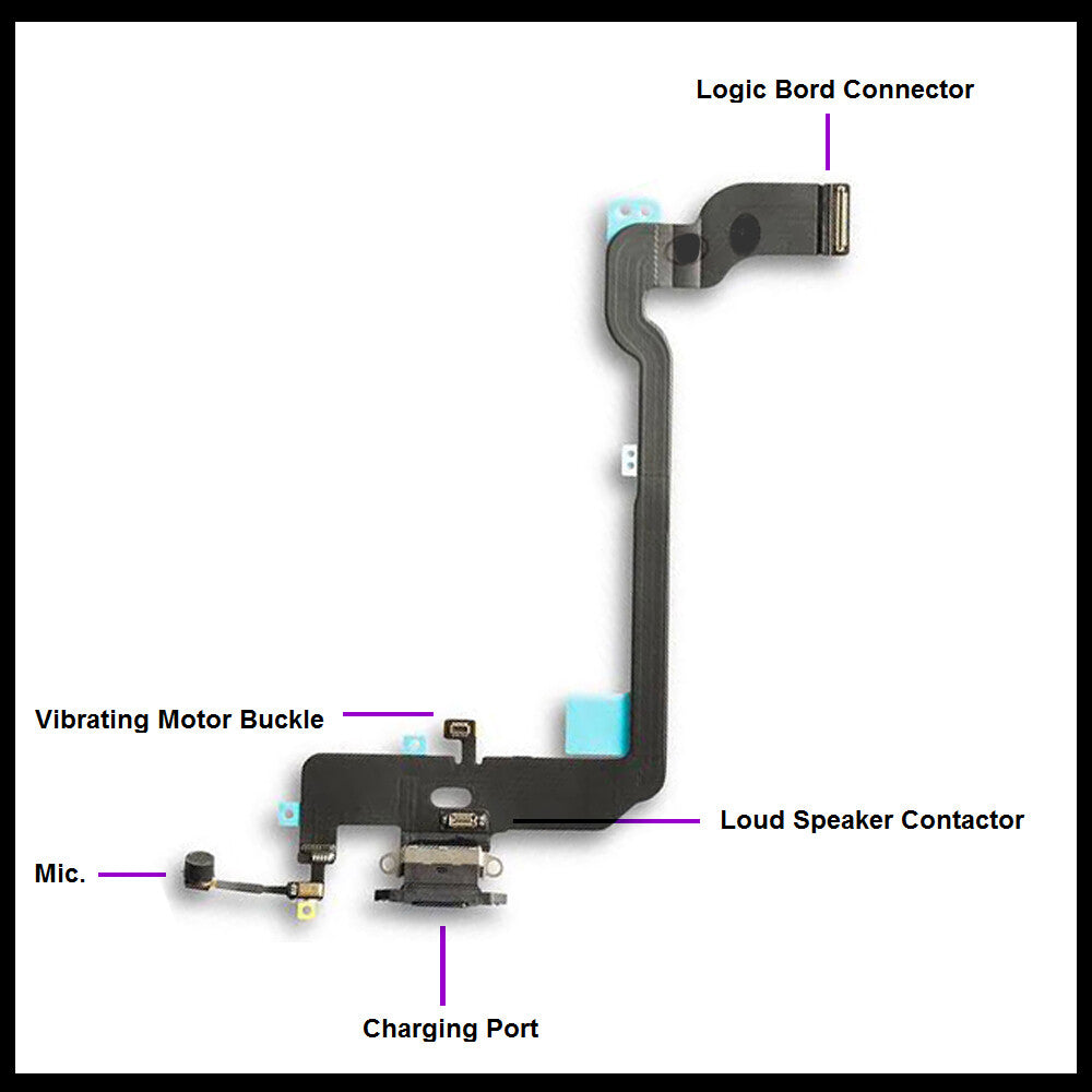 For i Phone Genuine XS Charging Port Flex( Black/Grey/White) With Mic 