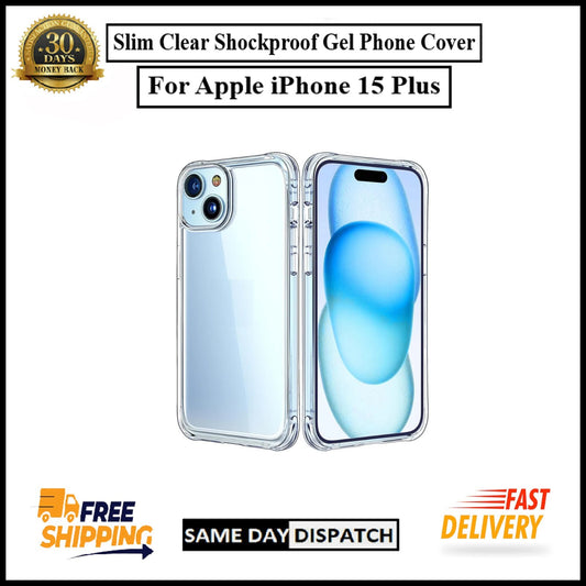 For Apple iPhone 15 Plus Slim Clear Shockproof Gel Phone Cover