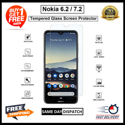 2X For Nokia 2.3/2.4/3.1/3.2/3.4/4.2/5.3/6.2/7.1/7.2/8.1Tempered Glass Protector