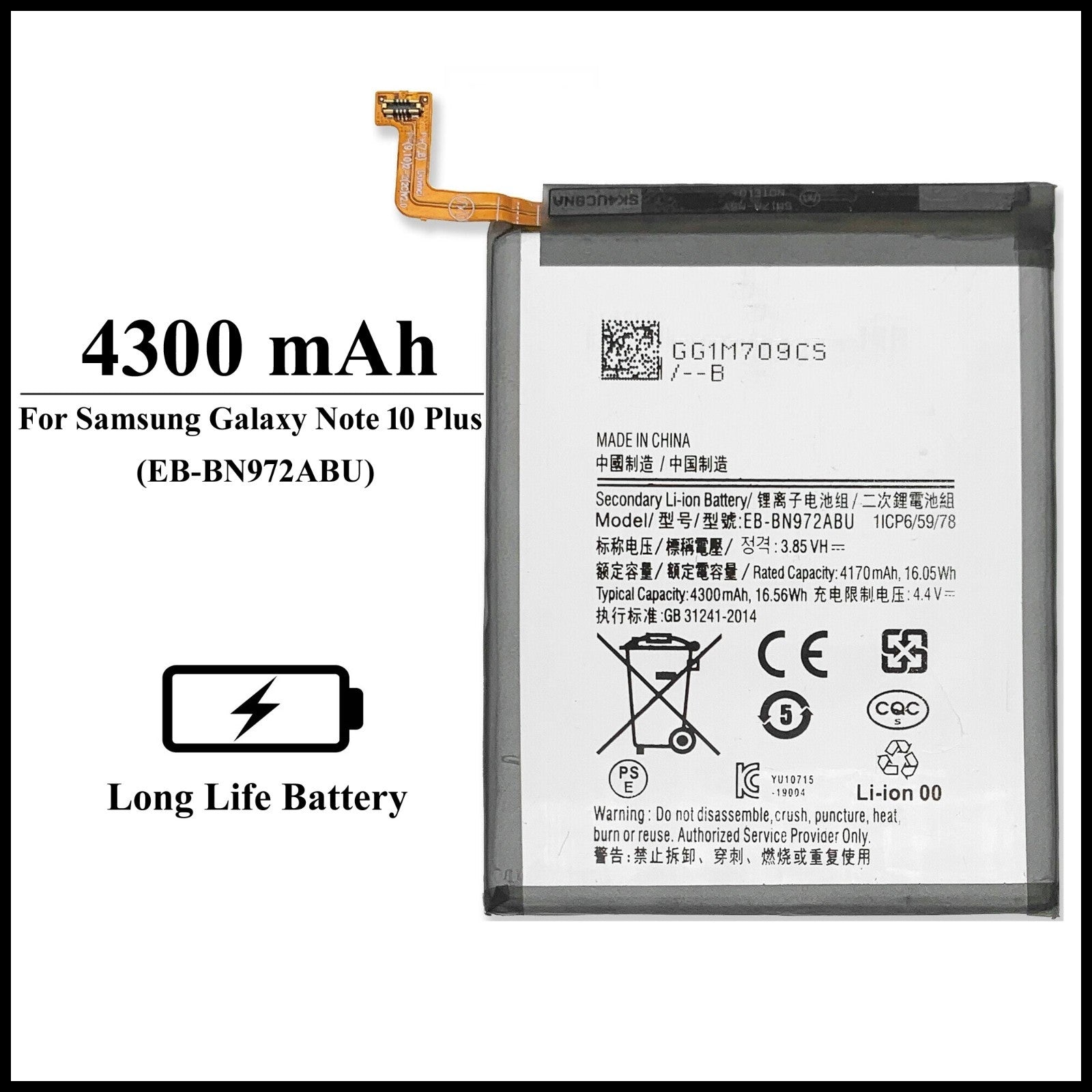 For Samsung Galaxy Note 10 Plus(SM-N975F) 4300mAh+ Internal Replacement Battery