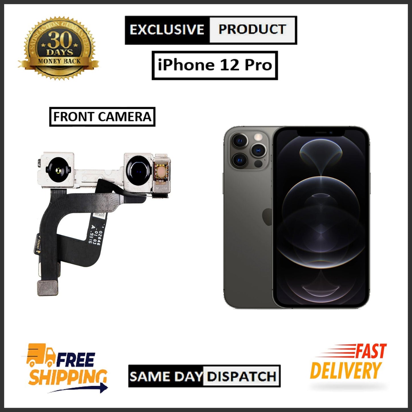 For Apple Gen iPhone 12 Pro Front Camera Replacement  With Proximity Sensor