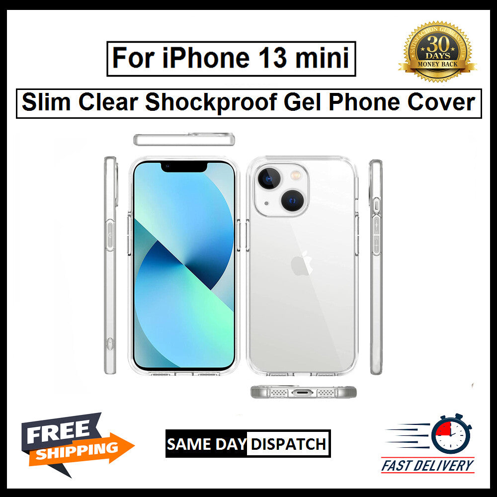 For Apple iPhone 13 Mini Slim Clear Shockproof Gel Phone Cover