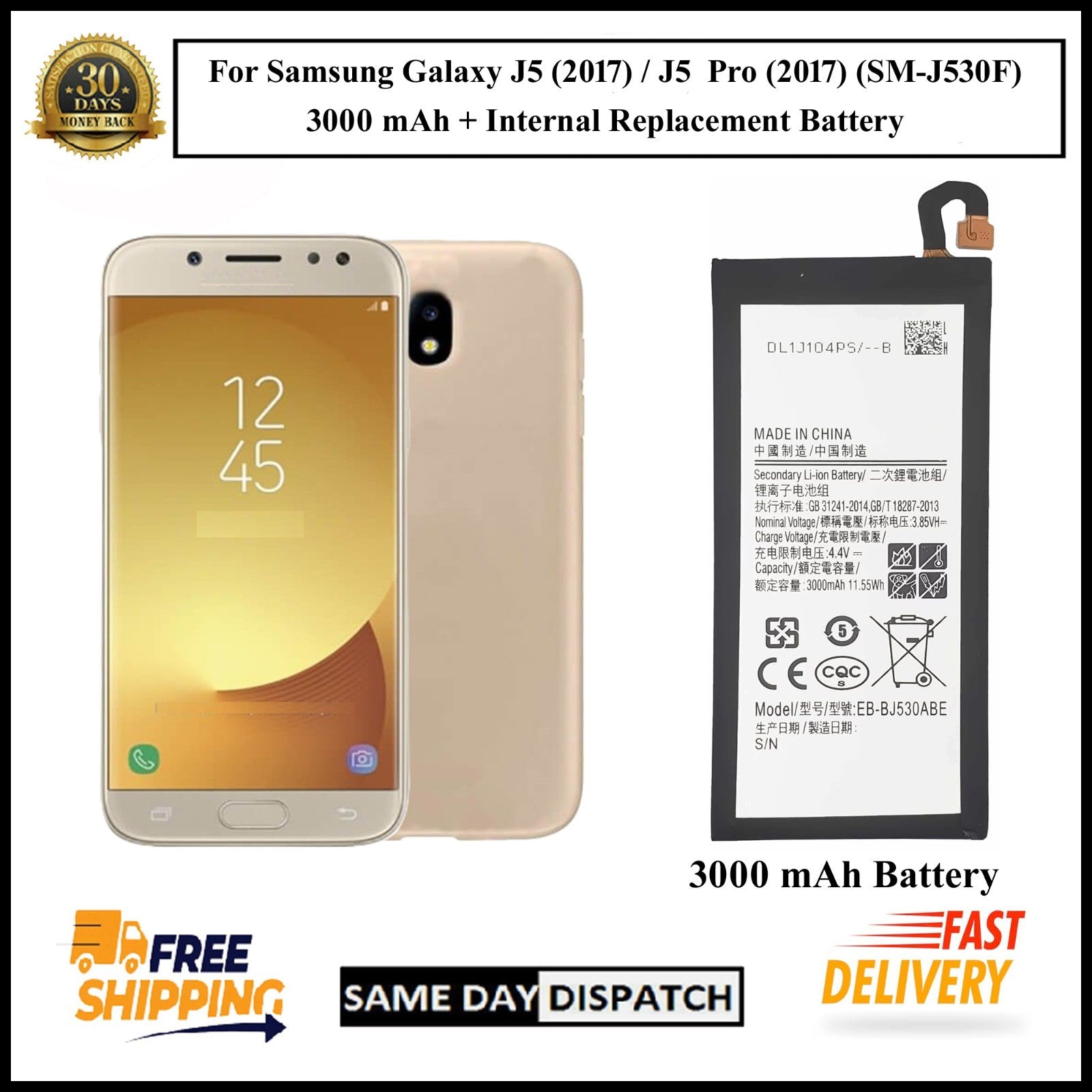 For Samsung Galaxy J5 /J5 Pro(2017) J530F /3000mAh+ Internal Replacement Battery