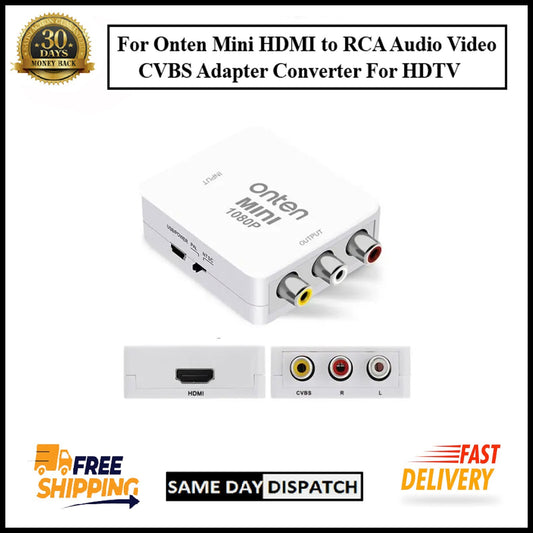 For ONTEN Mini HDMI to RCA Audio Video CVBS Adapter Converter For HDTV/DVD 1080P