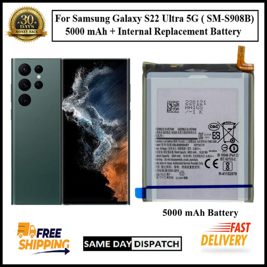 For Samsung Galaxy S22 Ultra 5G (SM-S908B) 5000mAh+ Internal Replacement Battery