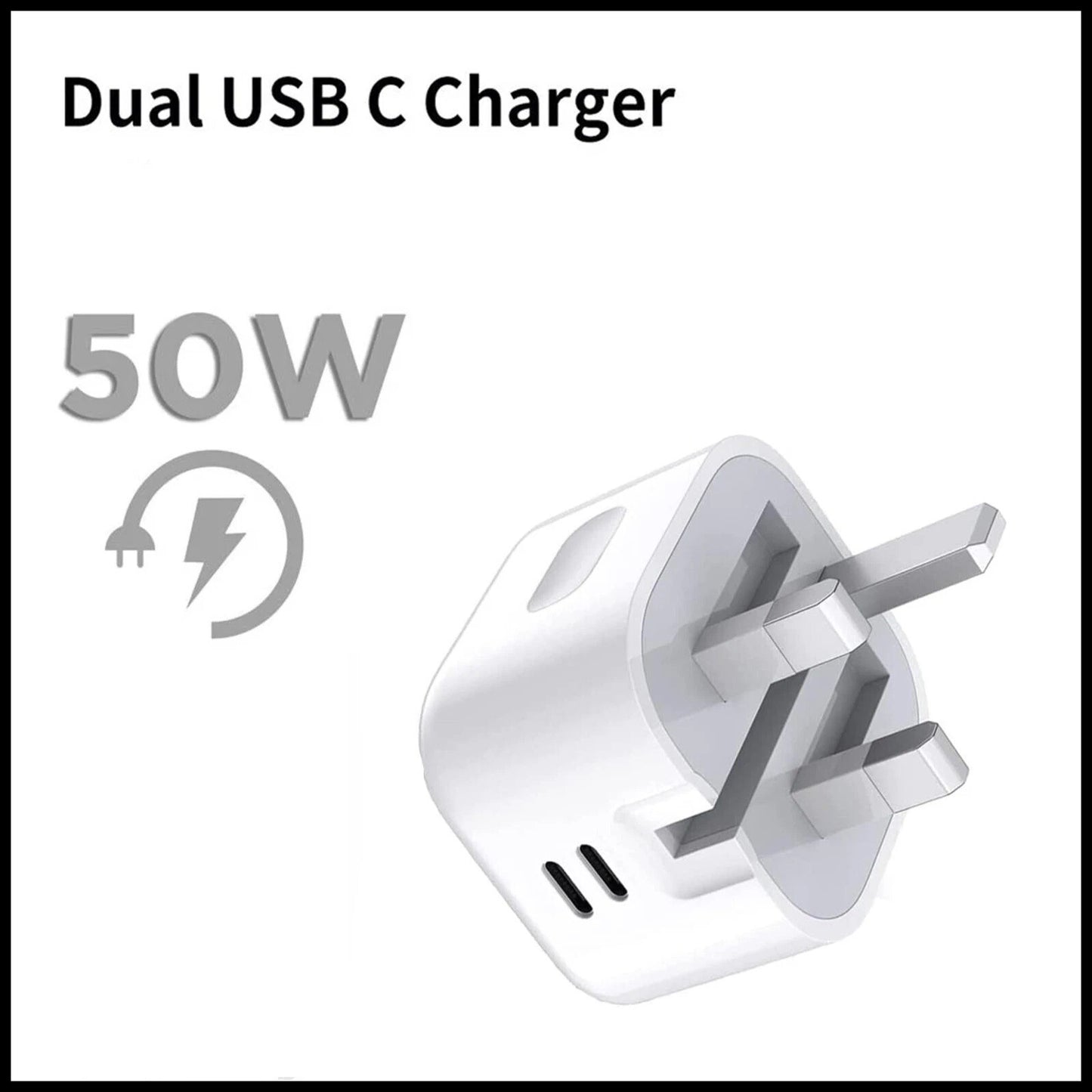 For Earldom Dual Interface PD 50W & Dual Type C Fast Wall Charging Adapter