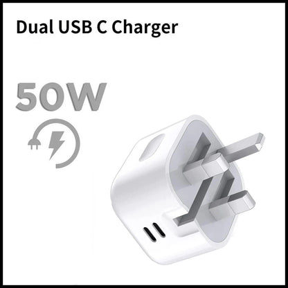 For Earldom Dual Interface PD 50W & Dual Type C Fast Wall Charging Adapter