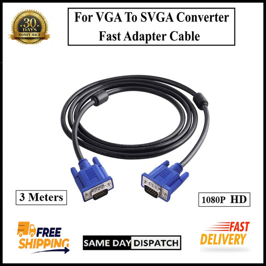 For VGA to SVGA 15 Pin PC Computer Monitor LCD Extension Cable Male to Male