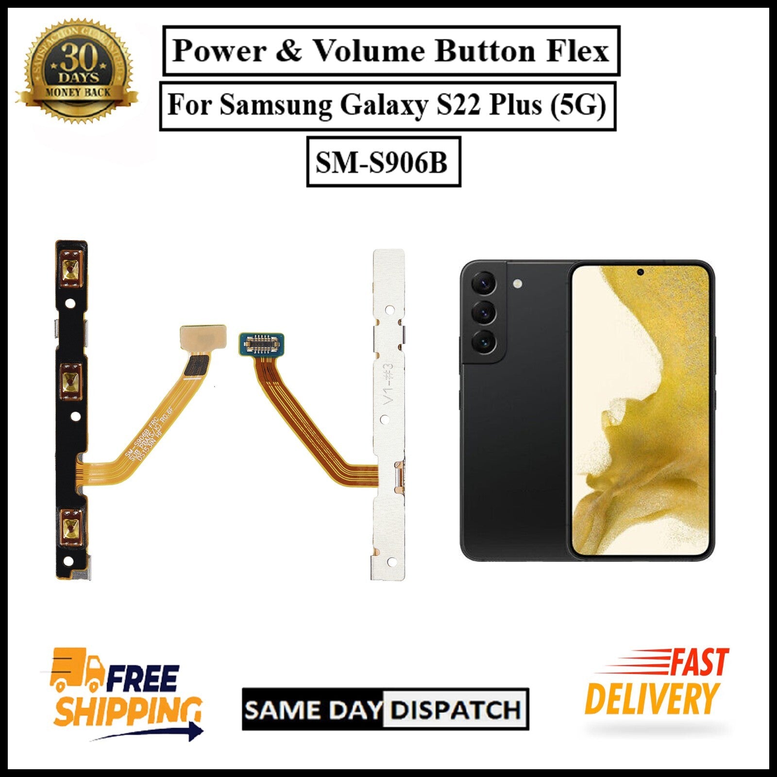 For Samsung Galaxy S22 Plus 5G Power Flex Cable & Volume Button Flex Replacement