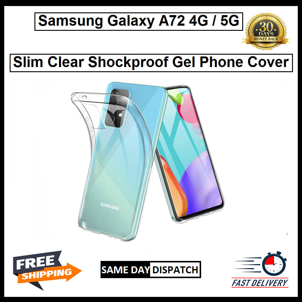 For Samsung Galaxy A72 4G / 5G Slim Clear Shockproof Gel Phone Cover
