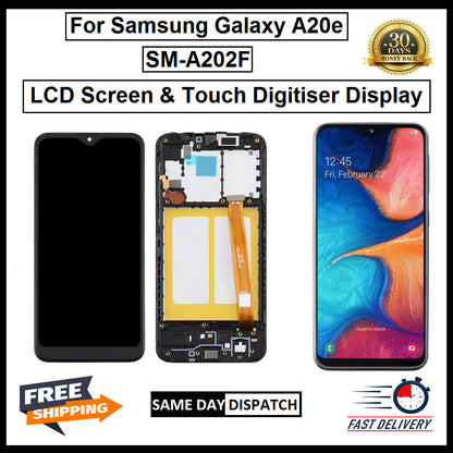 For Samsung Galaxy A20E / SM-A202F LCD With Frame Display Screen Replacement