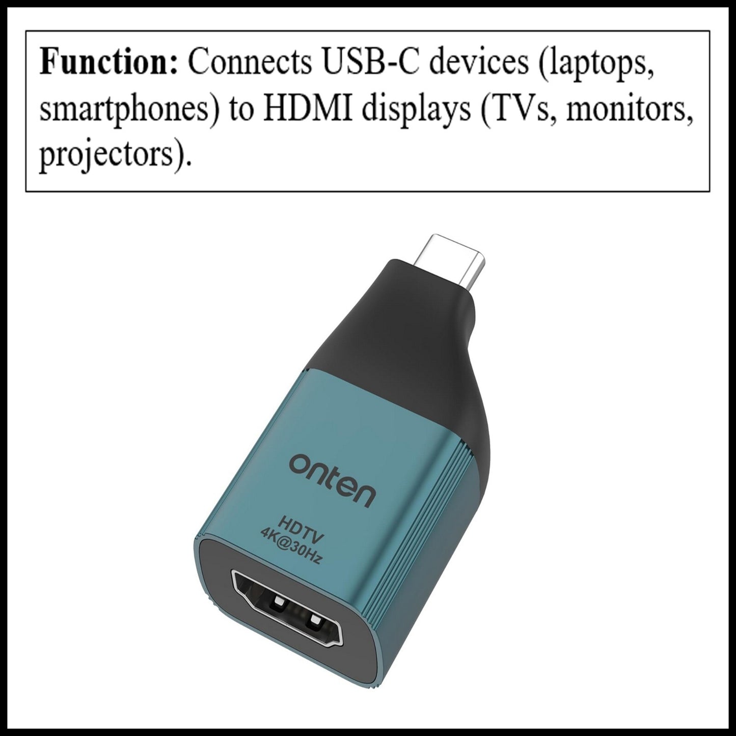 For Onten UC102H Type C Male To Female HDMI Adapter 4K 30Hz Converter