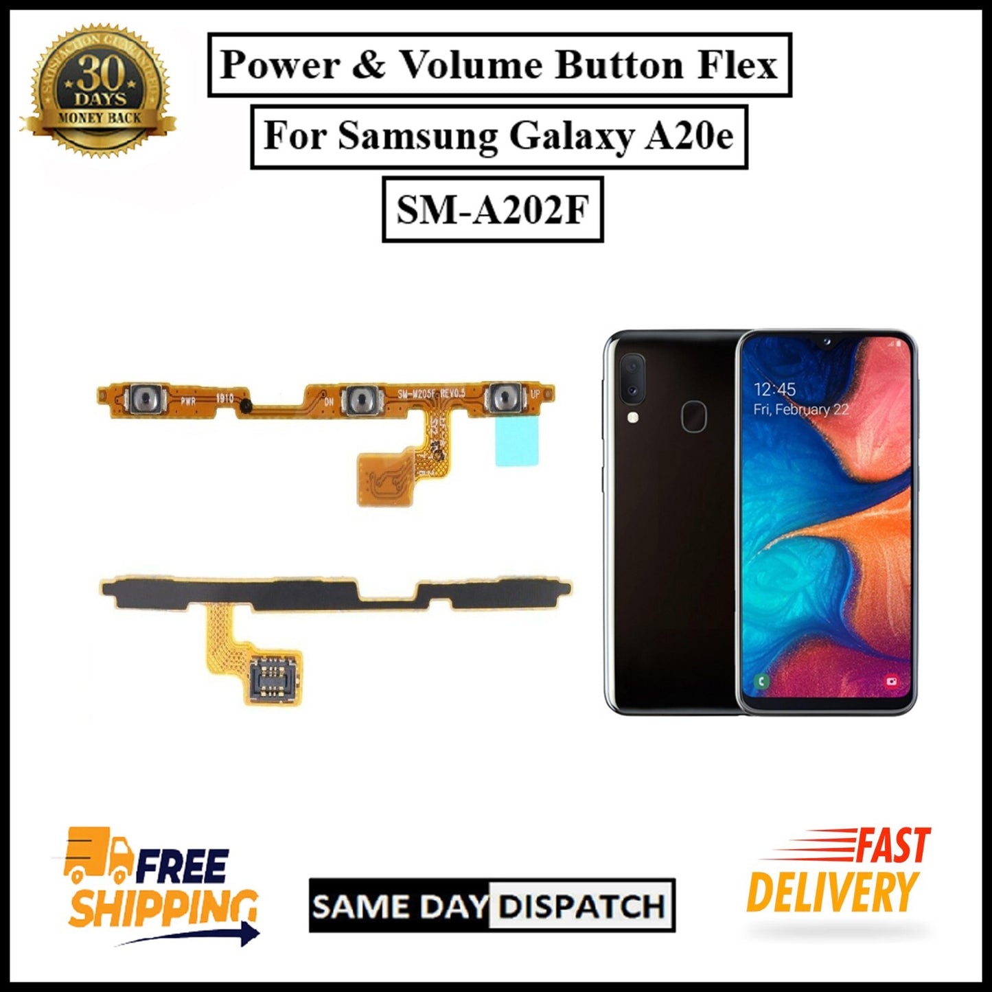 For Samsung Galaxy A20e Power Flex Cable & Volume Button Flex Replacement