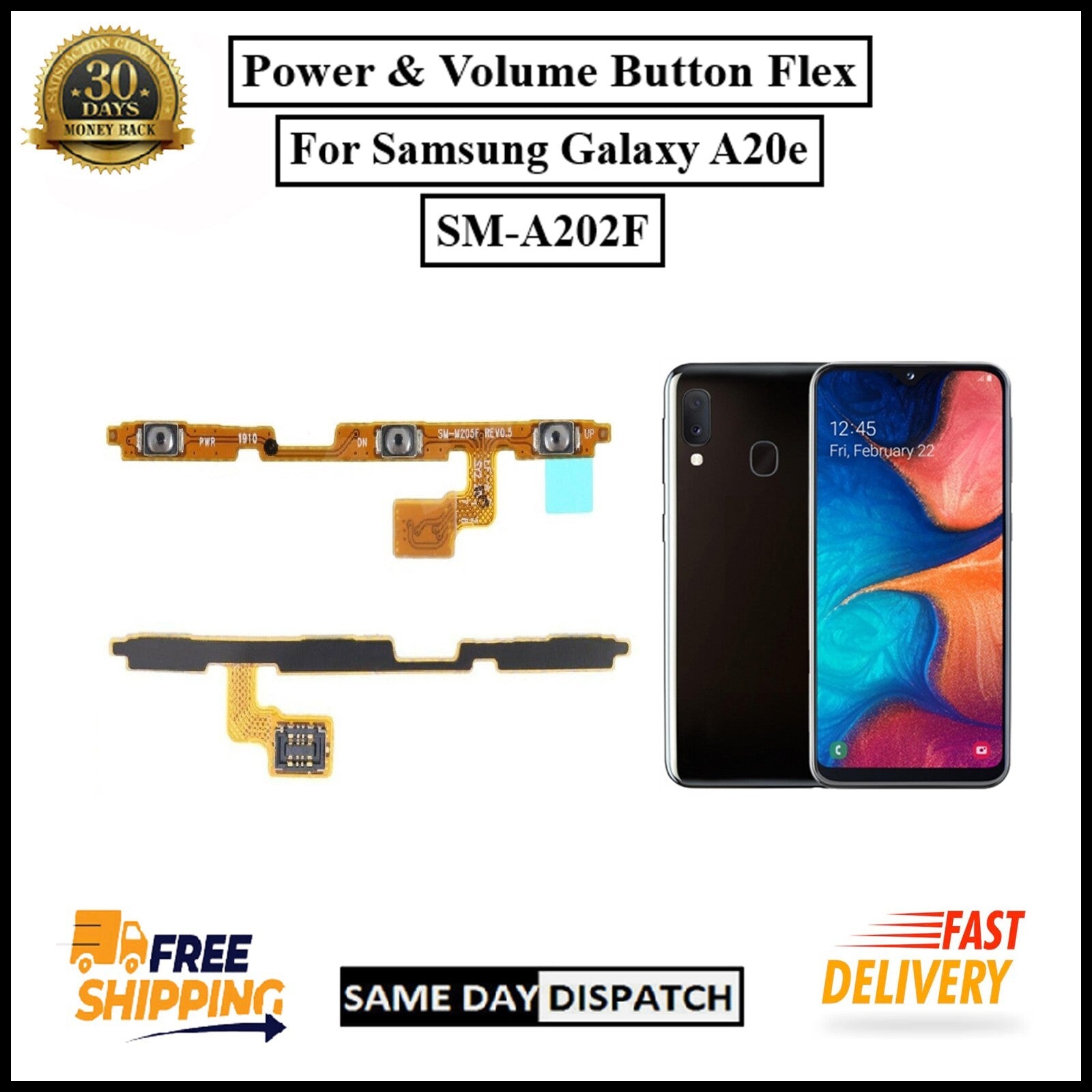 For Samsung Galaxy A20e Power Flex Cable & Volume Button Flex Replacement